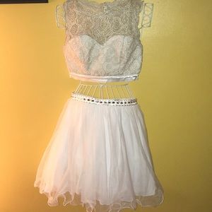 Short cream formal prom dress
